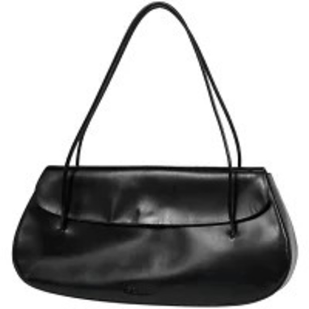 Prada Spazzolato leather shoulder bag elongated thin rolled straps Black